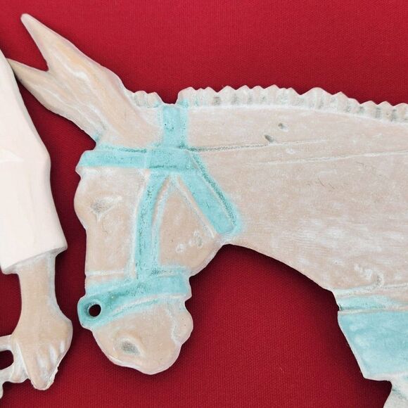 Vintage Metal Wall Hanging Southwest Pastel Decor Mexican Man with Mule - Picture 5 of 9